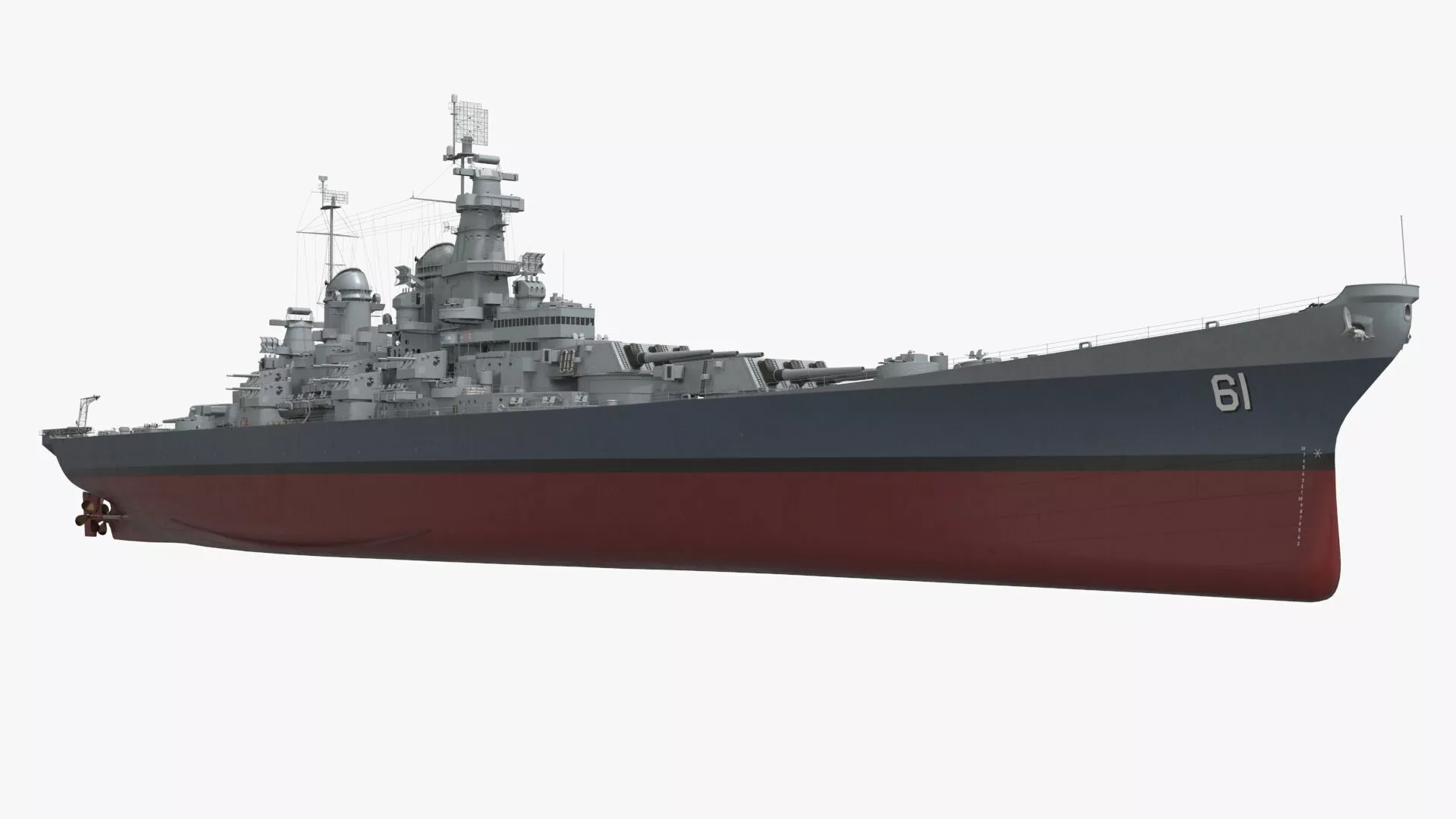 American Heavy Battleship USS Iowa Rigged 3D model