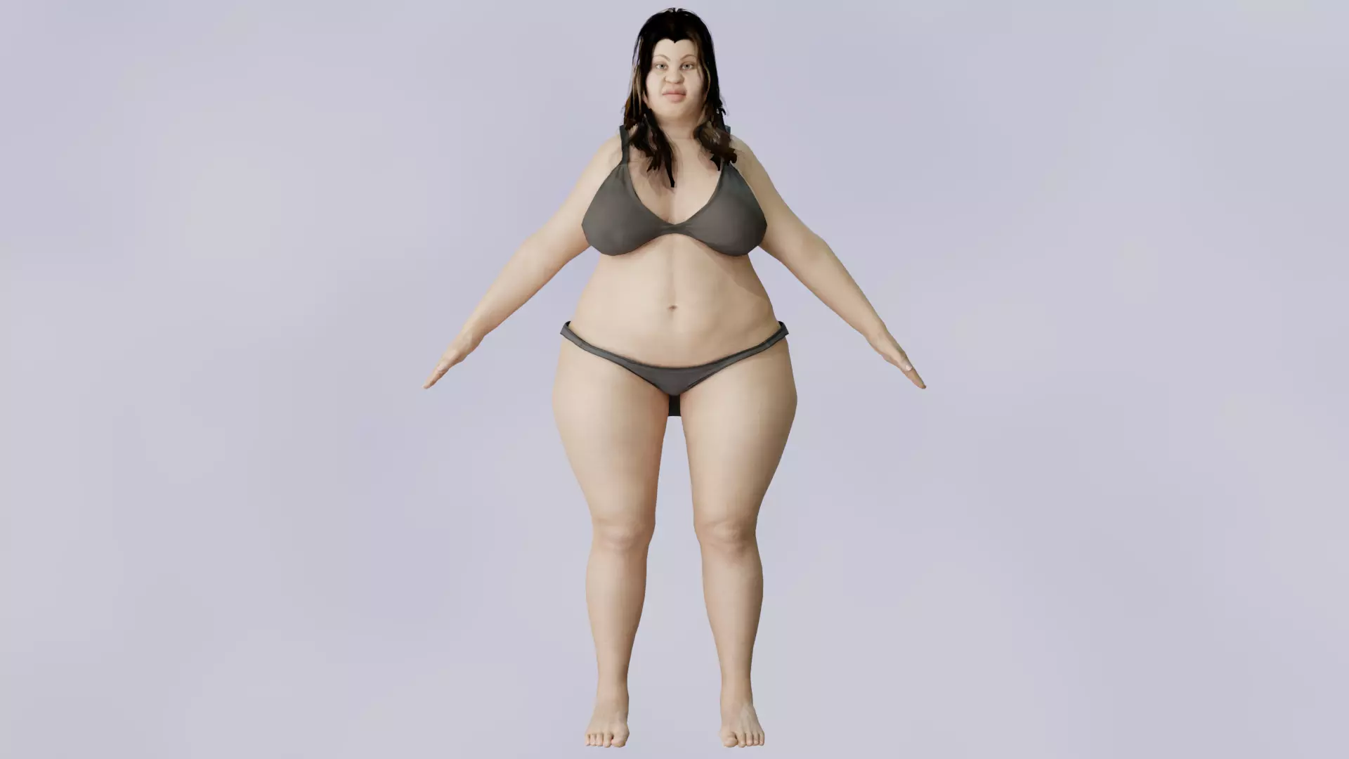 Heavy female Body - Rigged Low-poly 3D model