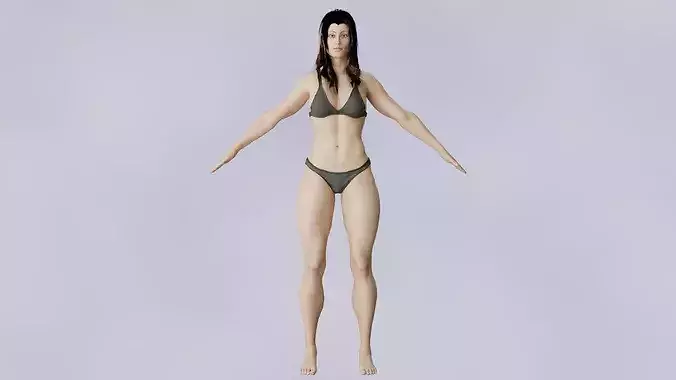 Strong Female Body - Athletic Muscular Woman Character Rigged