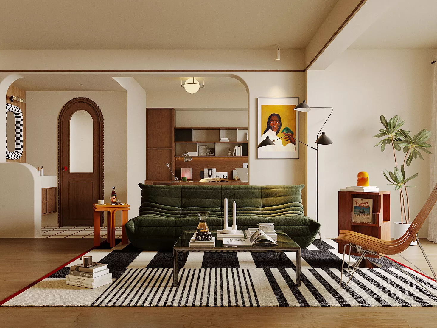 Wabi-sabi villa living room modern living room interior scenes 3D model