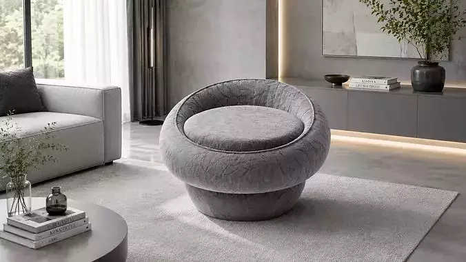 Modern round floral design pumpkin louge chair  3D model 2
