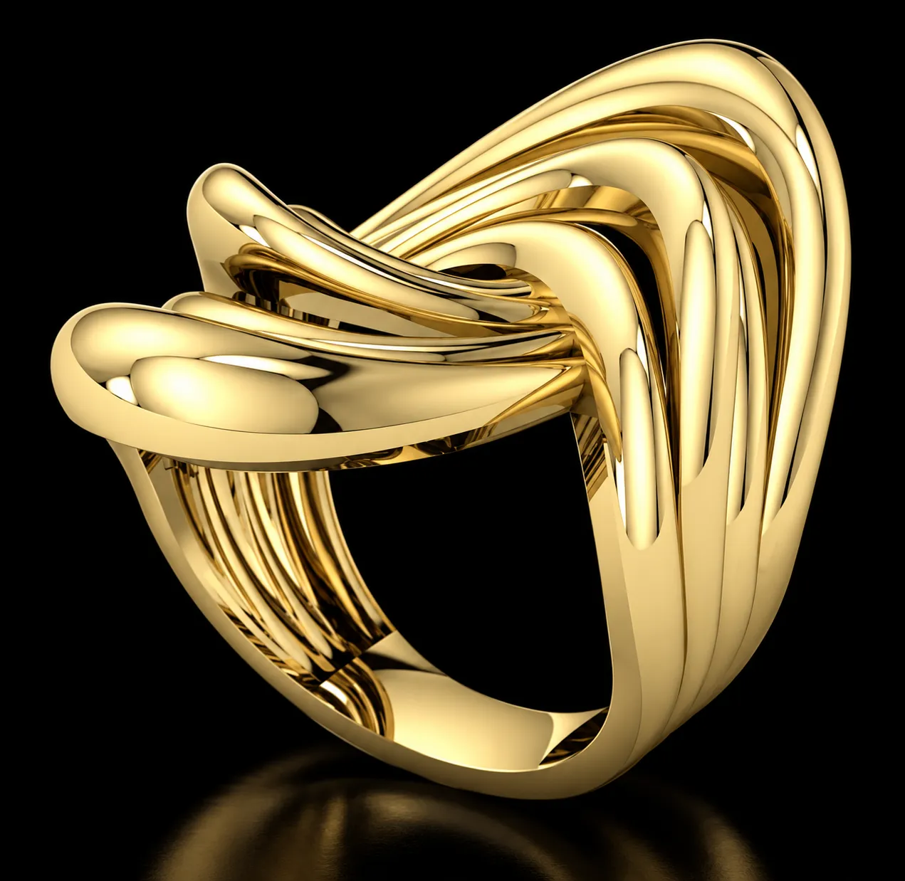 Crescent Moon Gold Ring 3D print model