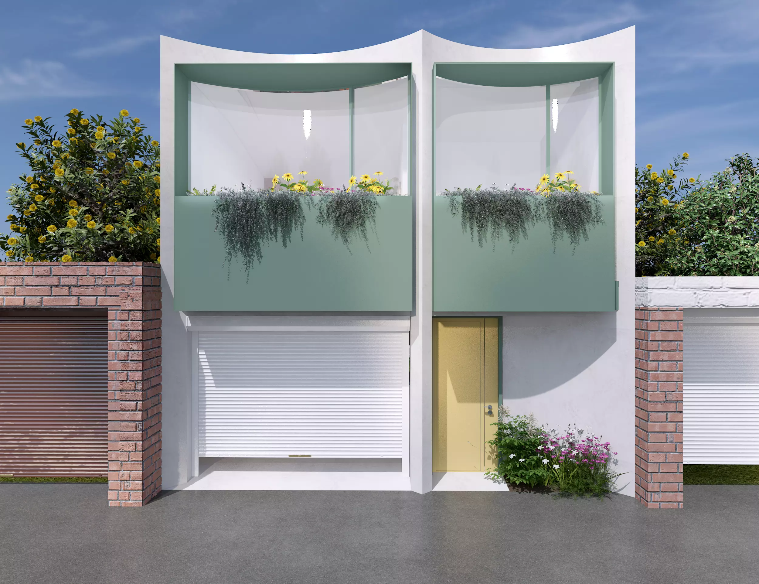 Modern Double-Story Self-Built House 3D Model 3D model