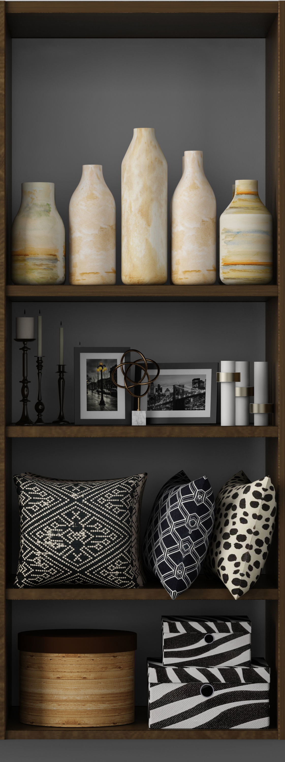 Decorative set - 9 living room with bookshelves and pillows 3D model_4