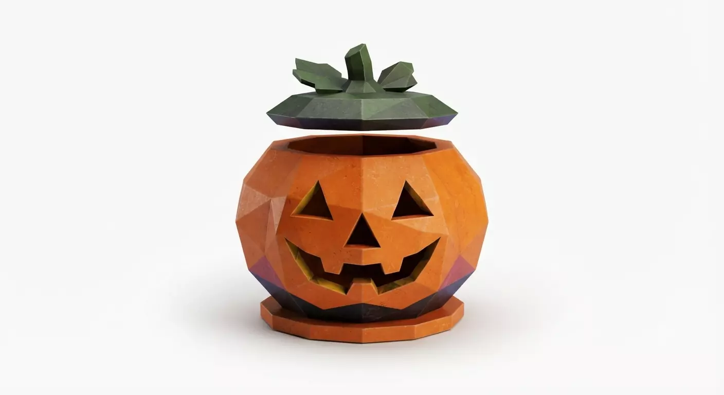 Low Poly Halloween Jack O Lantern Candy Bowl 3D Model 3D print model