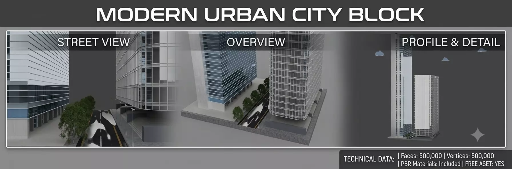 Modern Urban City Block High-Rise 3D model