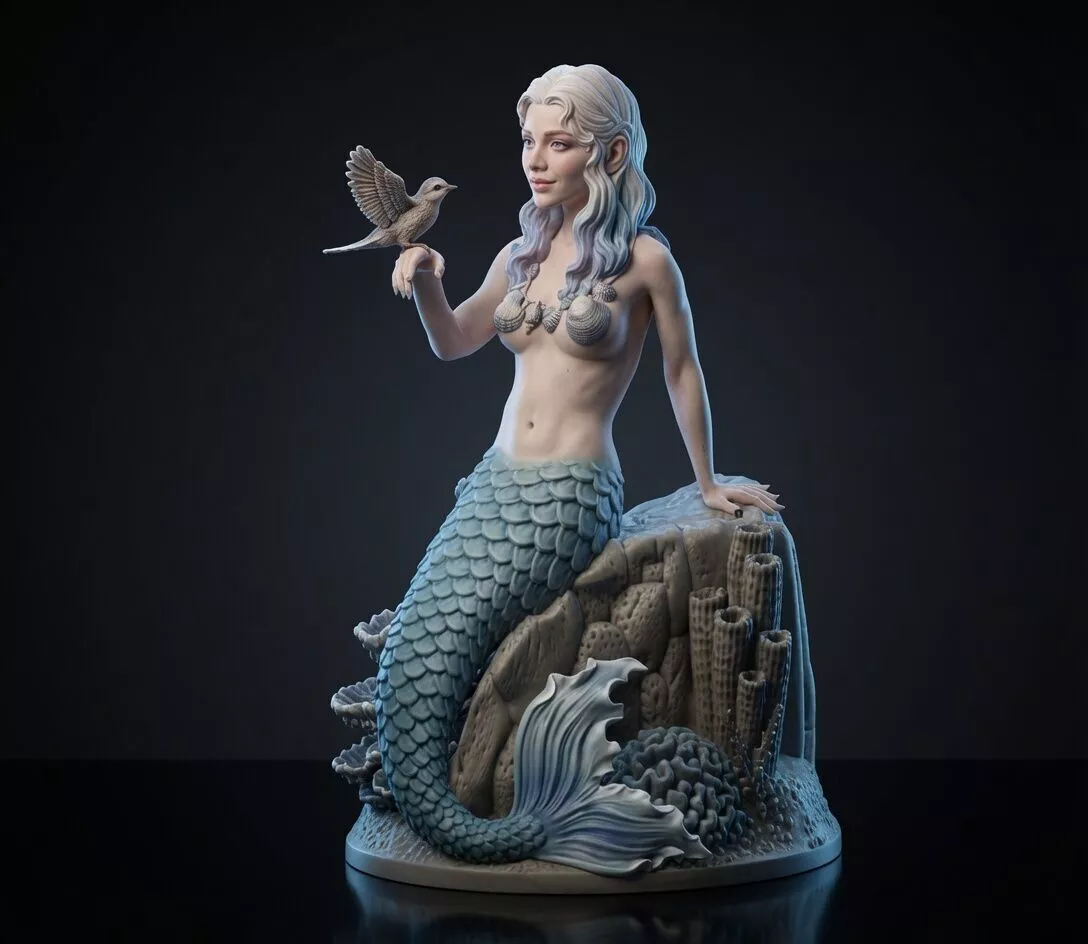 Mermaid with Bird Where Sea Meets Sky 3D print model