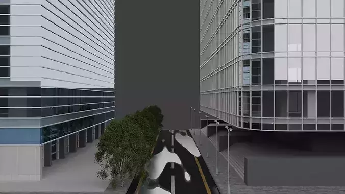 Modern Urban City Block High-Rise 3D model 2