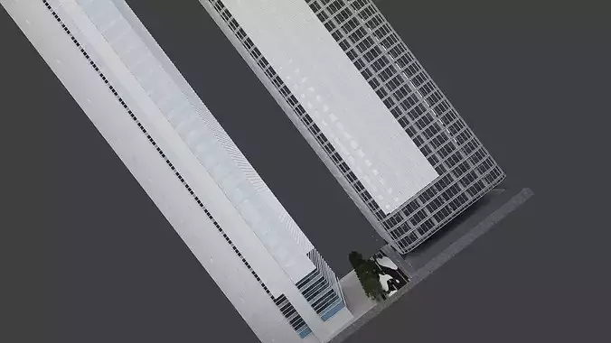 Modern Urban City Block High-Rise 3D model 6