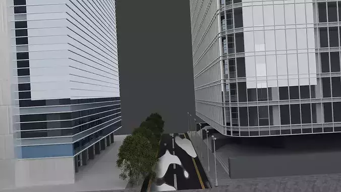 Modern Urban City Block High-Rise 3D model 3