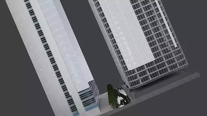 Modern Urban City Block High-Rise 3D model 5