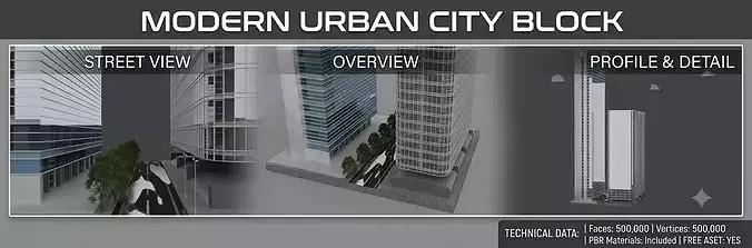 Modern Urban City Block High-Rise 3D model