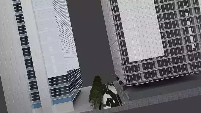 Modern Urban City Block High-Rise 3D model 4