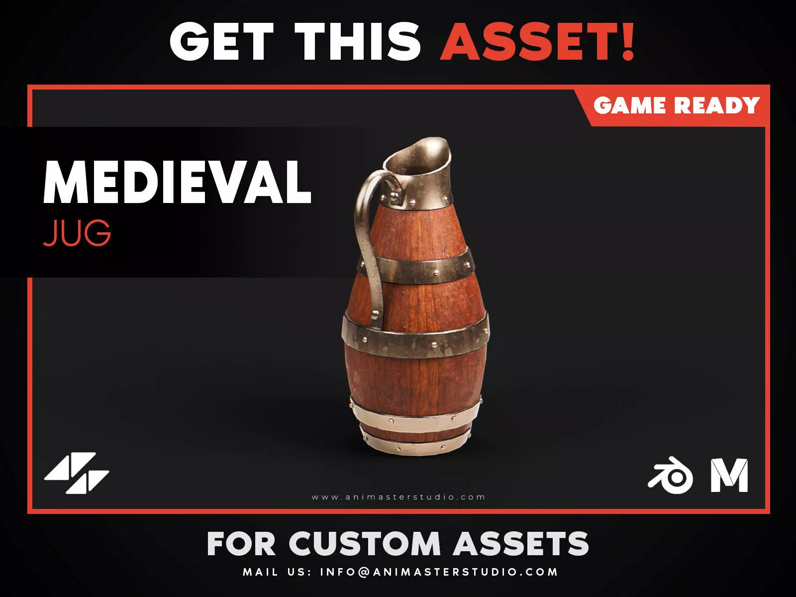 Medieval Jug - PBR Game Ready Low-poly 3D model