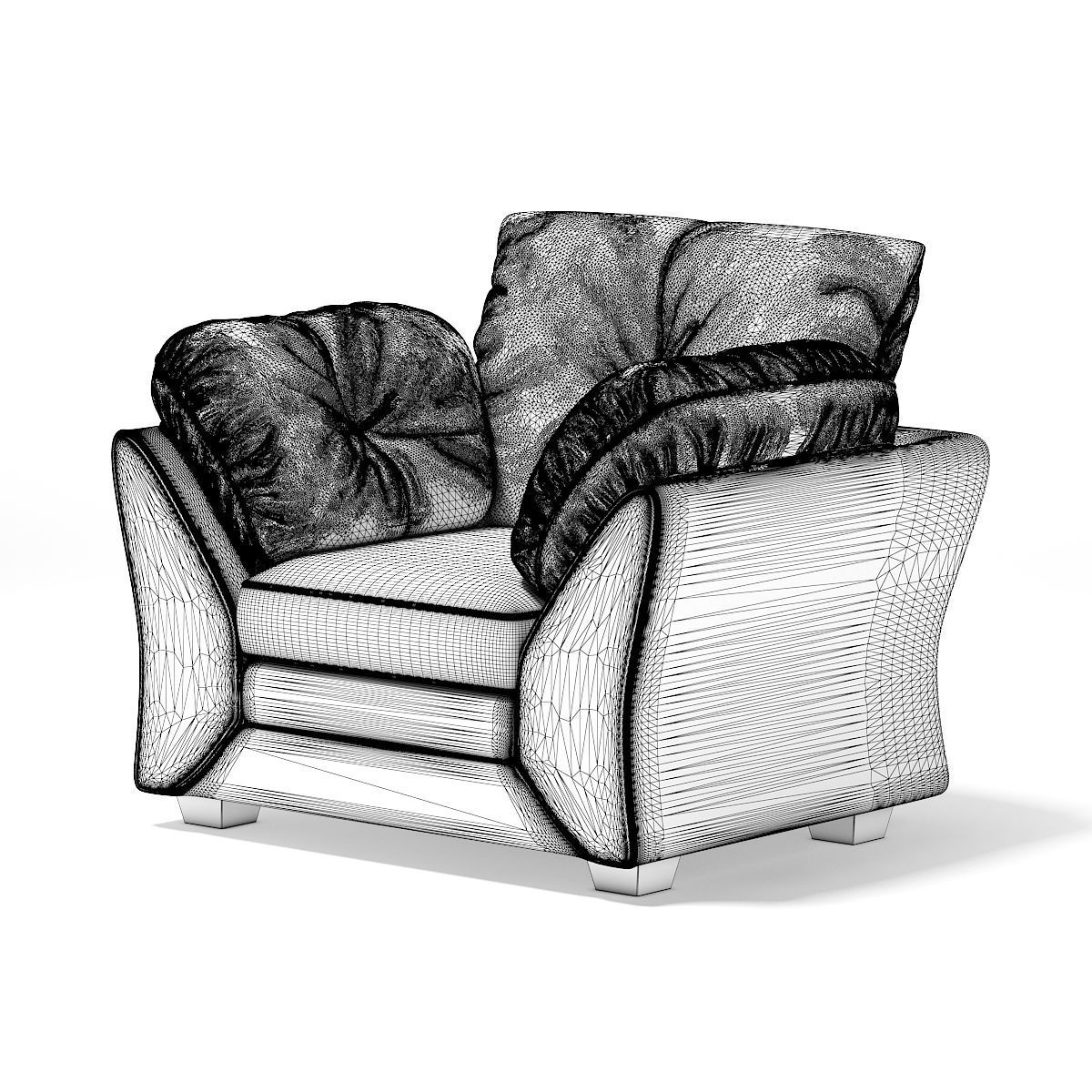 Red Leather Armchair 3D model_3