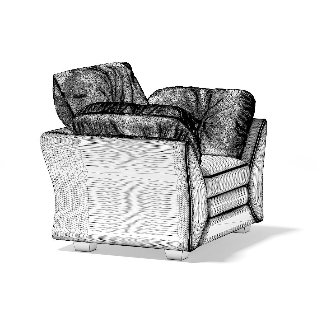 Red Leather Armchair 3D model_1