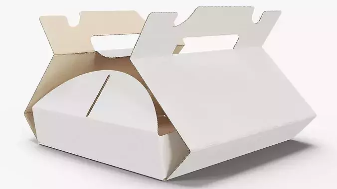 Pizza Margherita in Carton Box with Handles 3D model 6