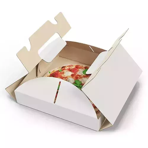 Pizza Margherita in Carton Box with Handles 3D model 3