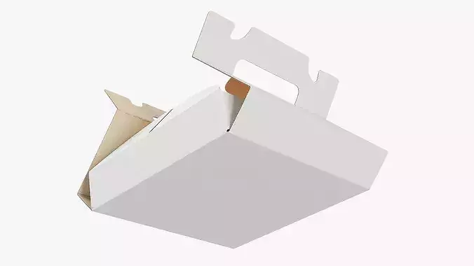 Pizza Margherita in Carton Box with Handles 3D model 7