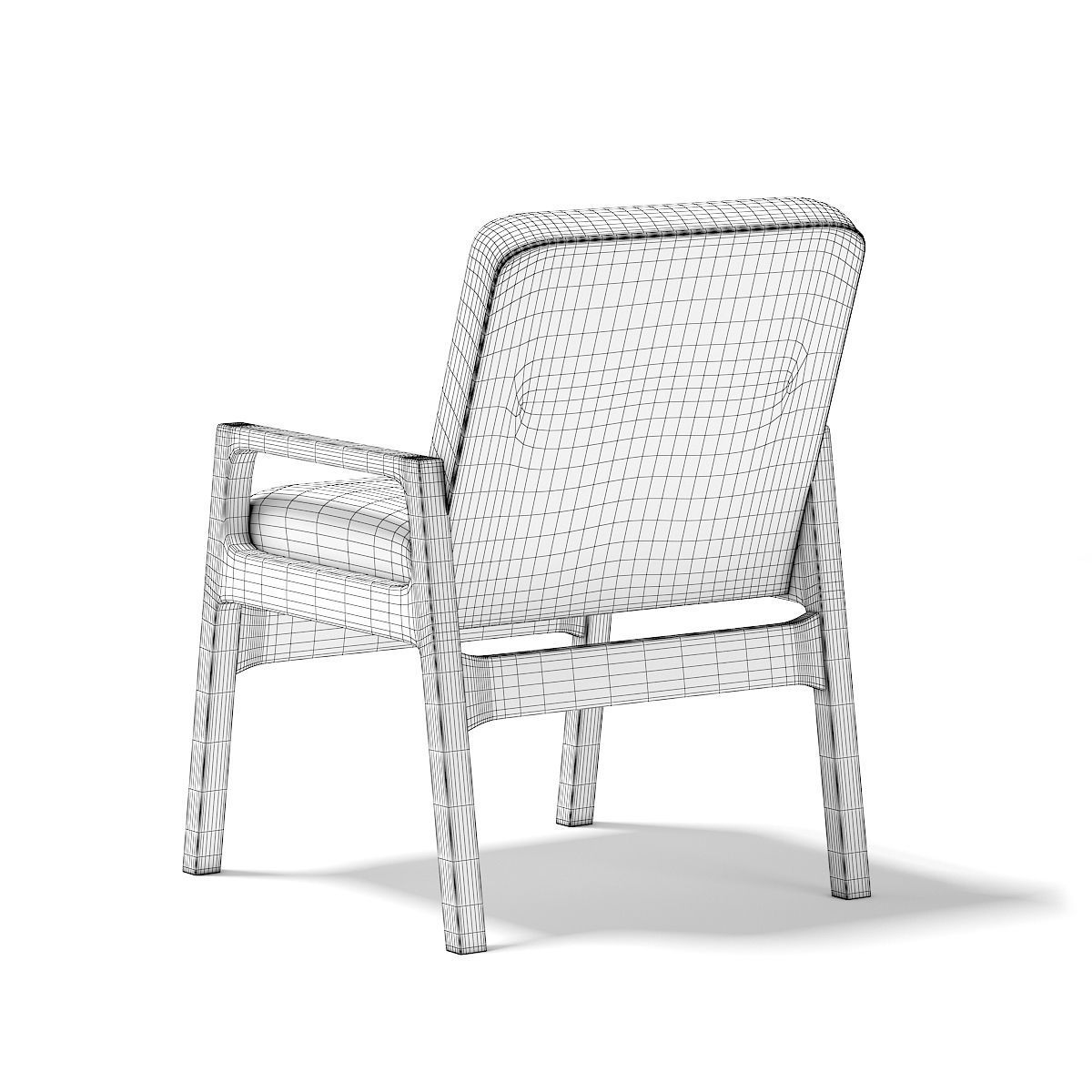 Wooden Armchair 3D model_5