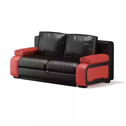 Black and Red Leather Sofa