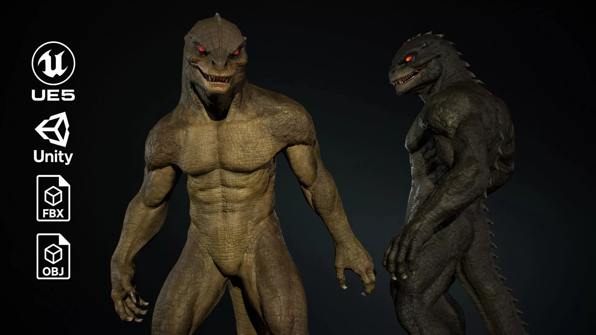 Reptile Humanoid Low-poly 3D model