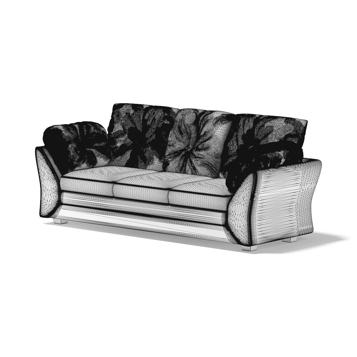 Red Leather Sofa 3D model_1