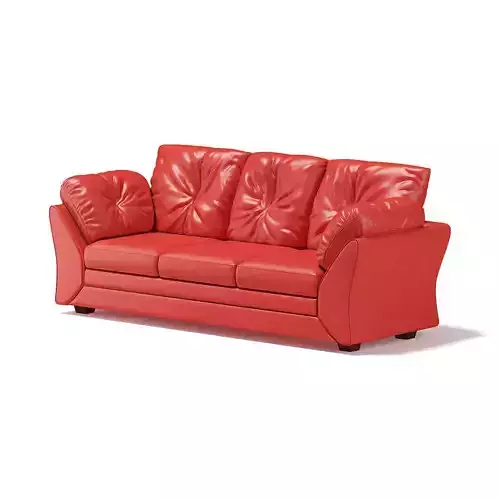 Red Leather Sofa 3D model