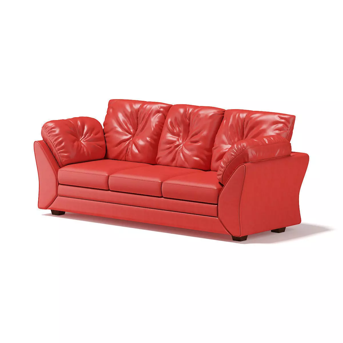 Red Leather Sofa 3D model_0