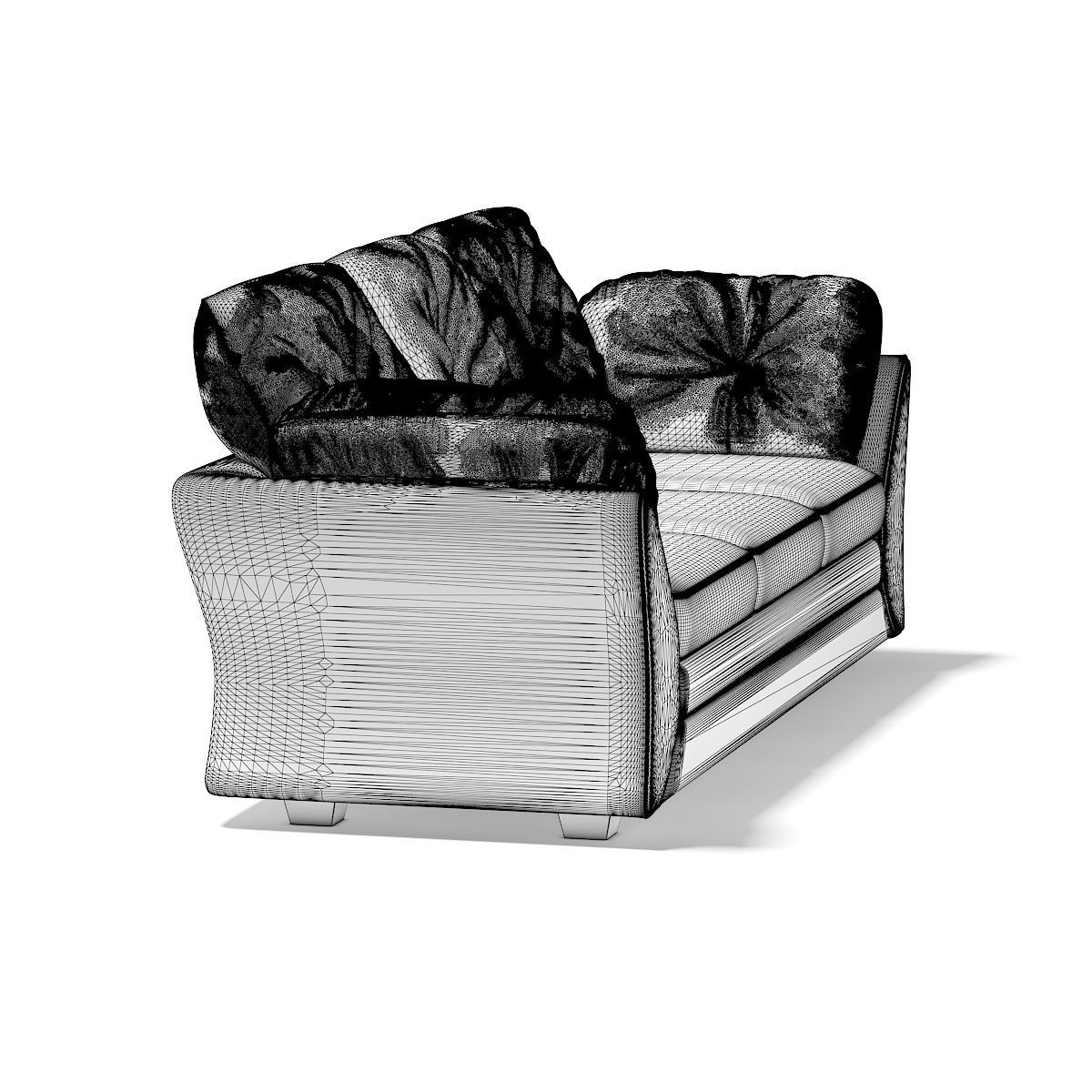 Red Leather Sofa 3D model_3