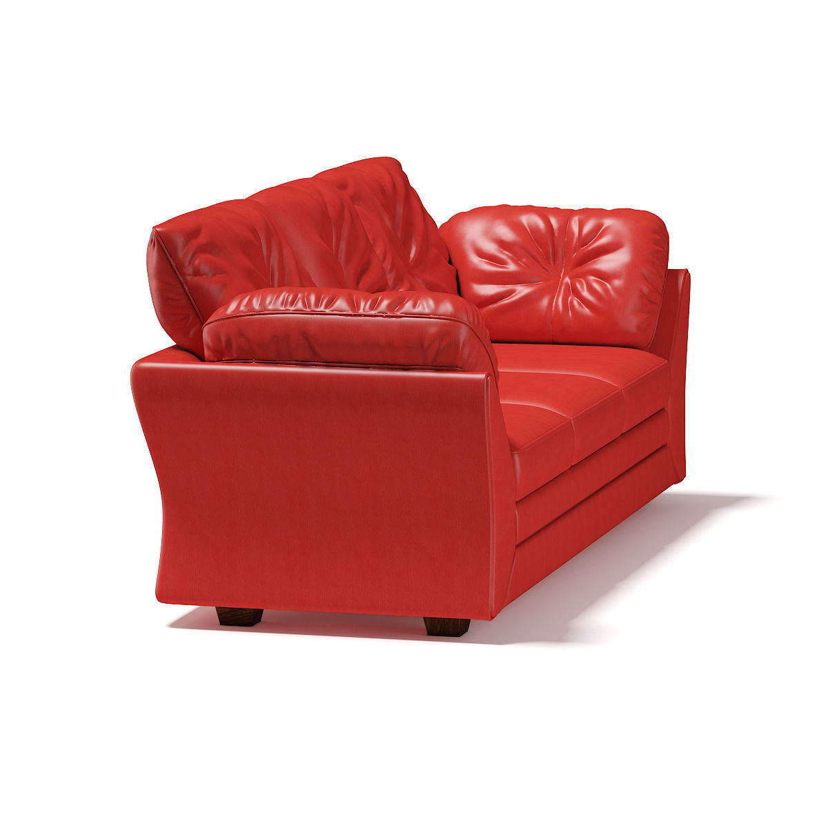 Red Leather Sofa 3D model_2
