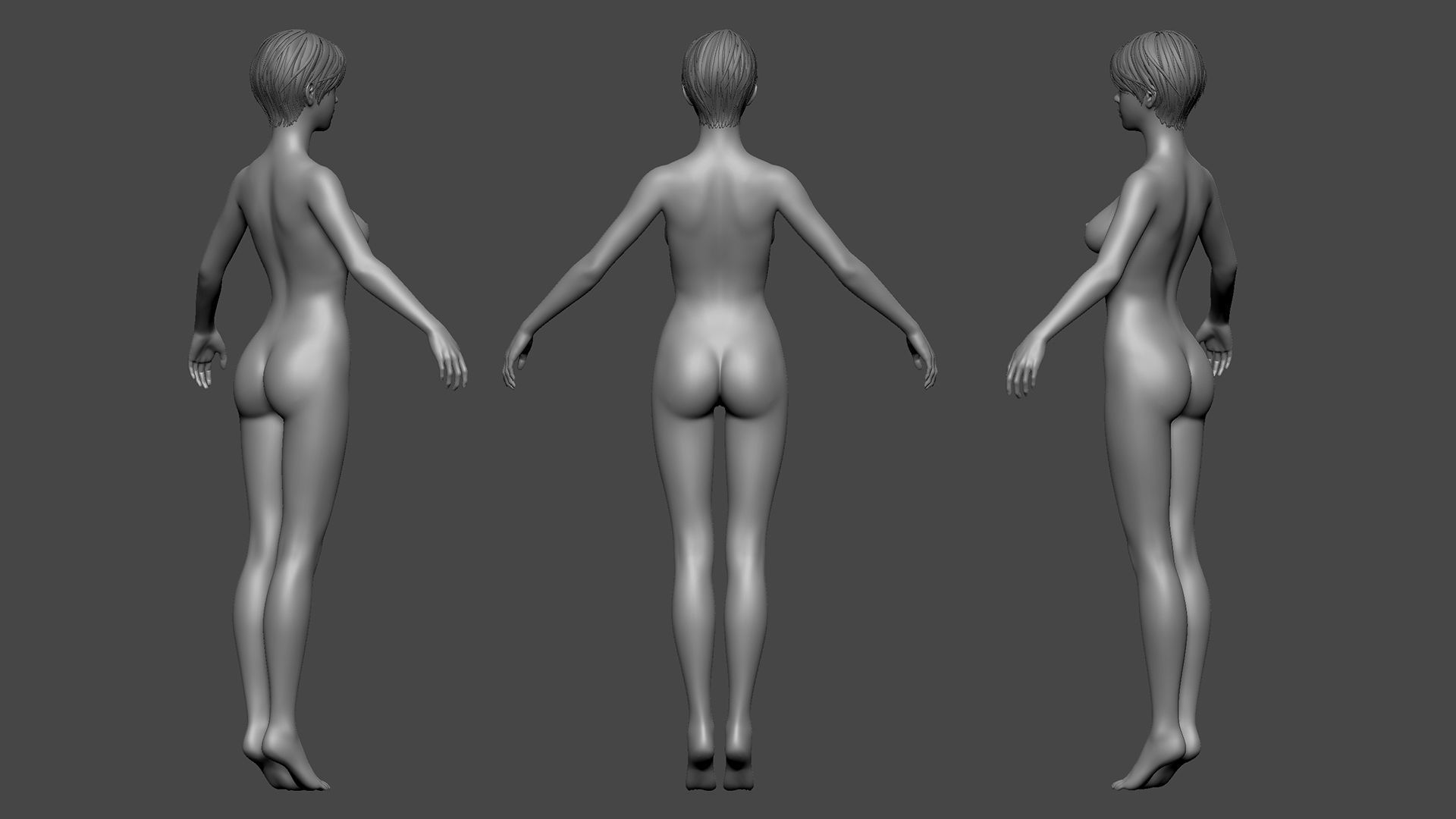 Beautiful Female Basemesh Low-poly 3D model_3