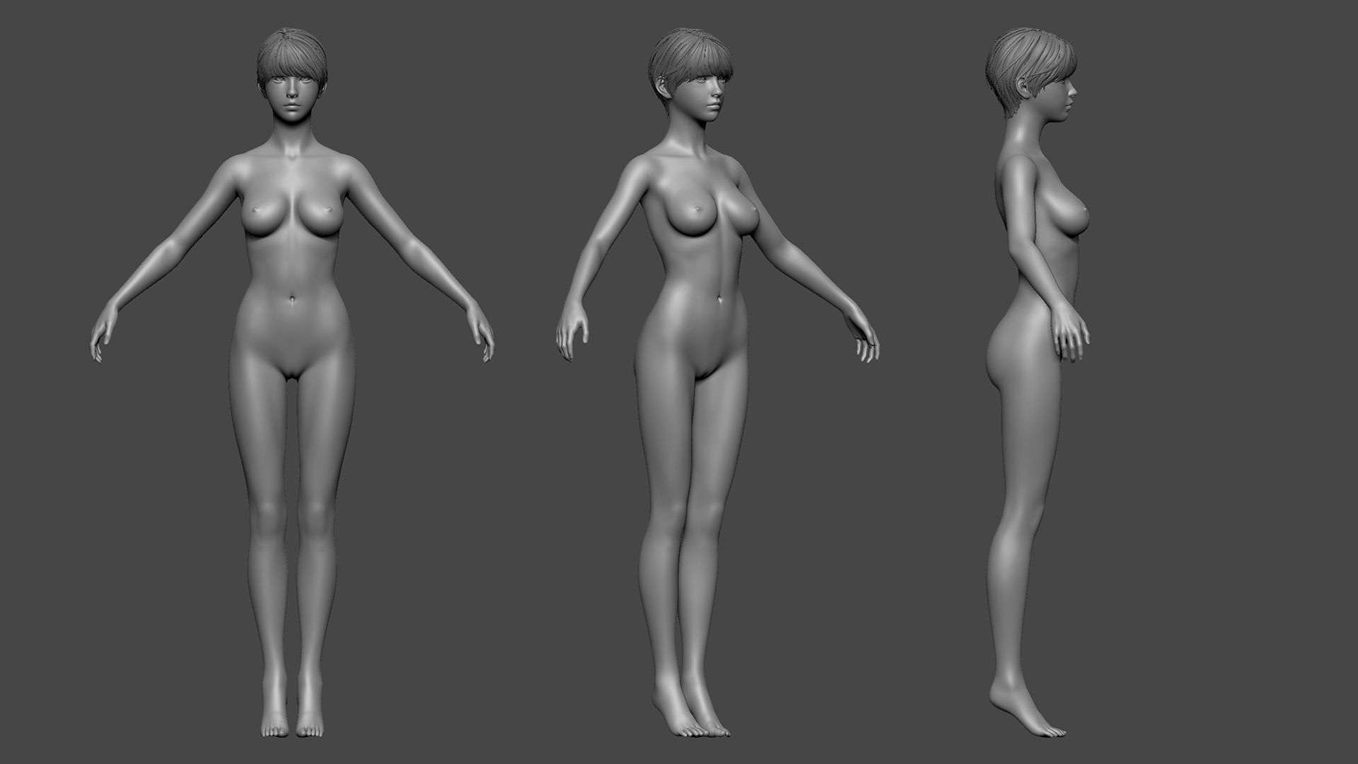Beautiful Female Basemesh Low-poly 3D model_2
