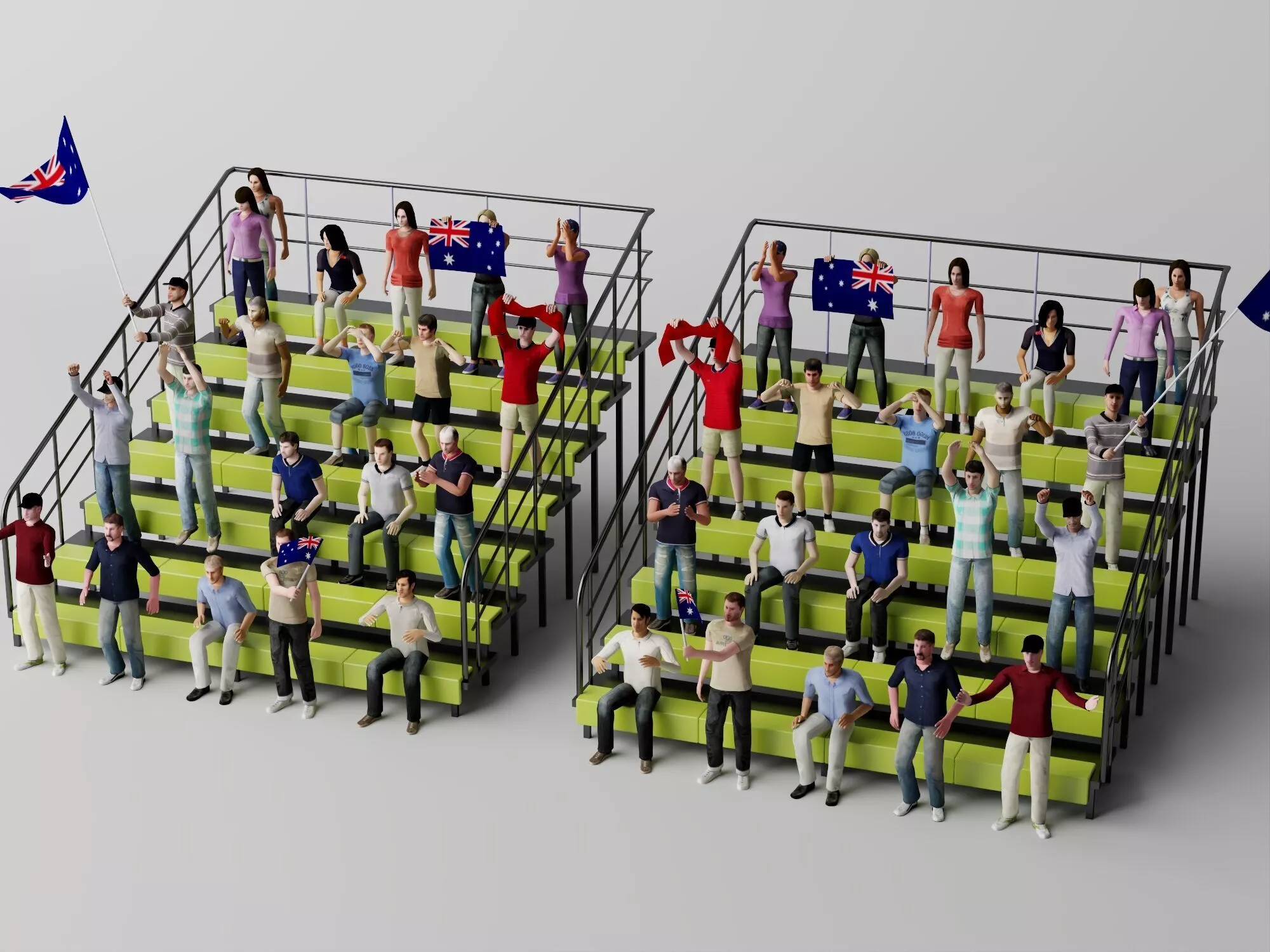 Stadium crowd Low-poly 3D model