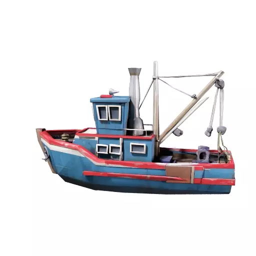 Low Poly Fishing Trawler 3D Model 3D model