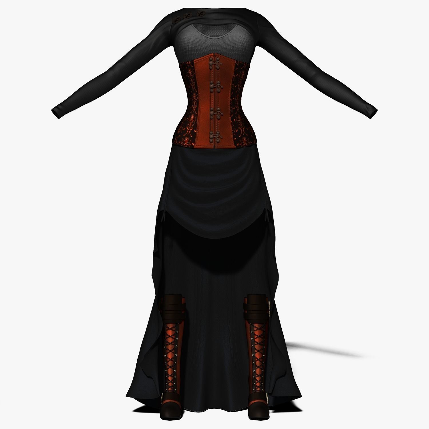 Steampunk Female 3D model_0