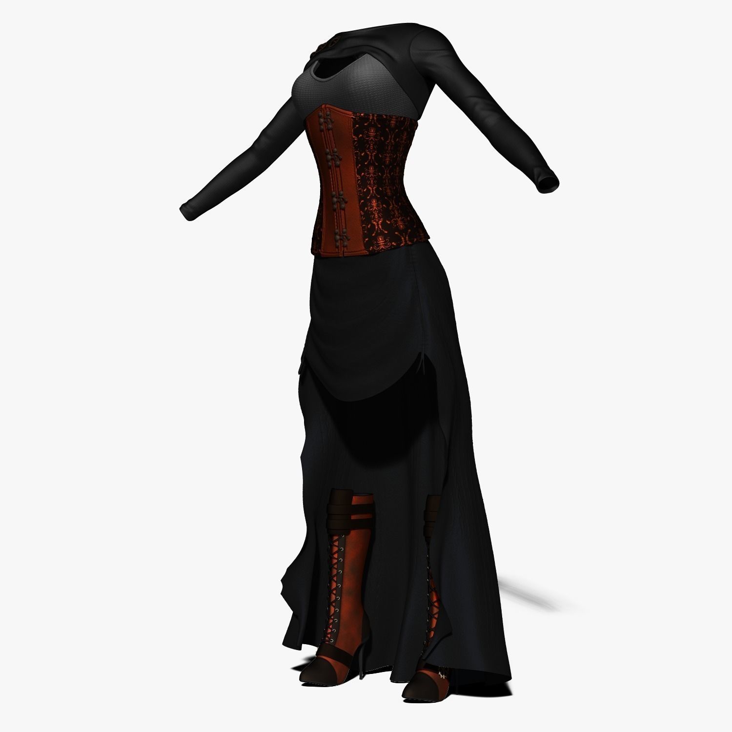 Steampunk Female 3D model_3