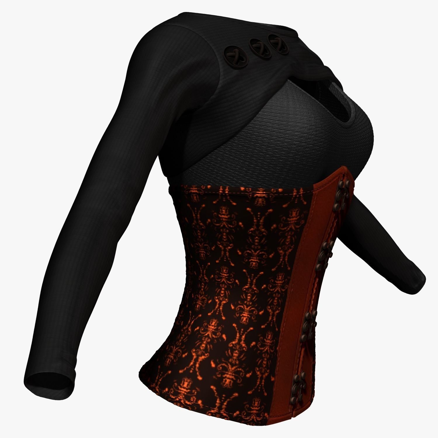 Steampunk Female 3D model_9