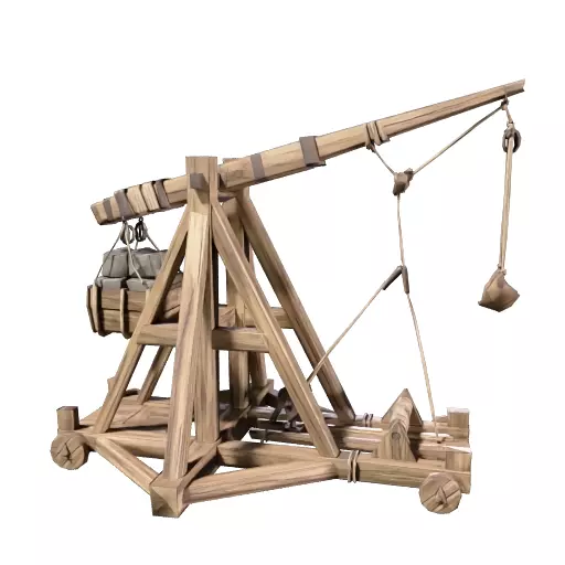 Low Poly Medieval Trebuchet Game Ready 3D Model 3D model