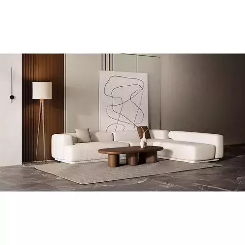 Organic Modern Modular Sofa Living Room Set 3D model 5