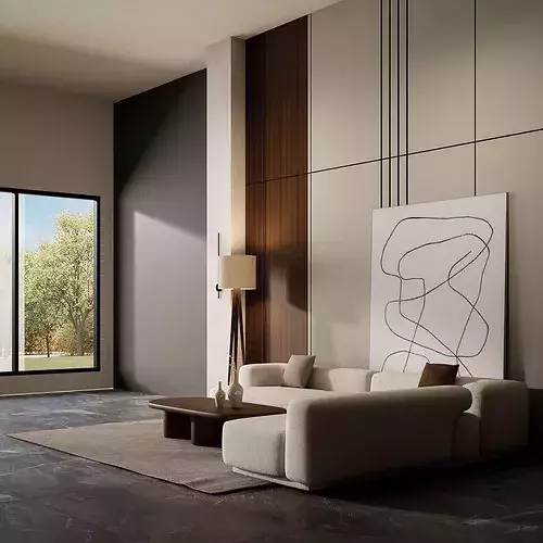 Organic Modern Modular Sofa Living Room Set 3D model 7