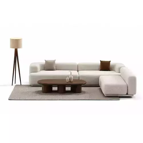Organic Modern Modular Sofa Living Room Set 3D model