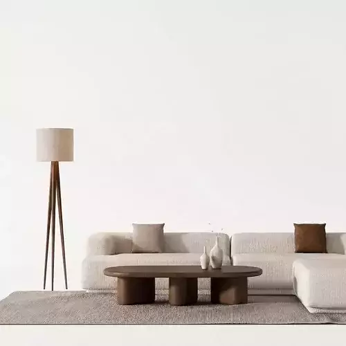 Organic Modern Modular Sofa Living Room Set 3D model 3