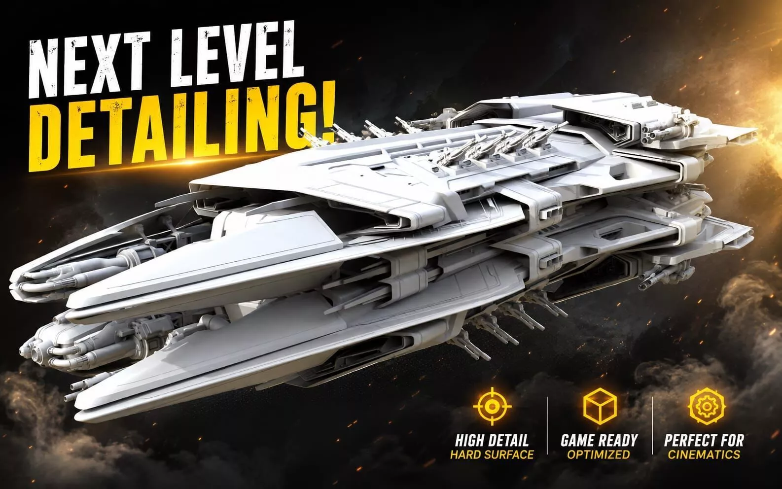 Sci-Fi Battle Frigate Spaceship Ultra Detailed Warship 3D model