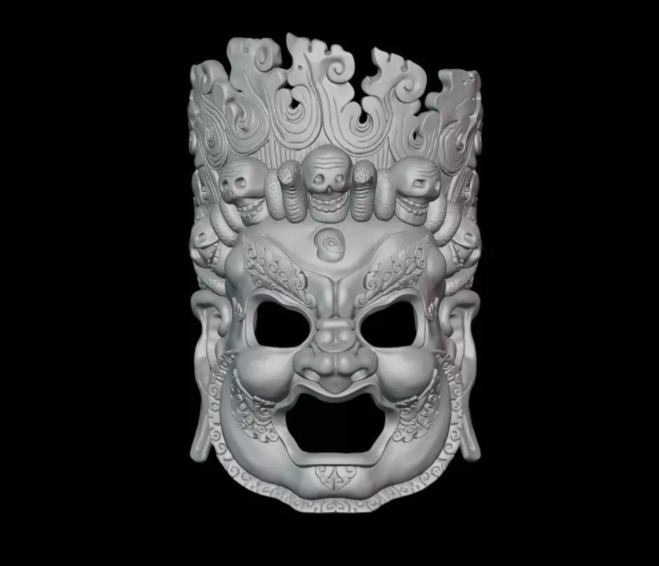 Wrathful Deity Mask Eastern Ritual Cosplay Mask 3D print model
