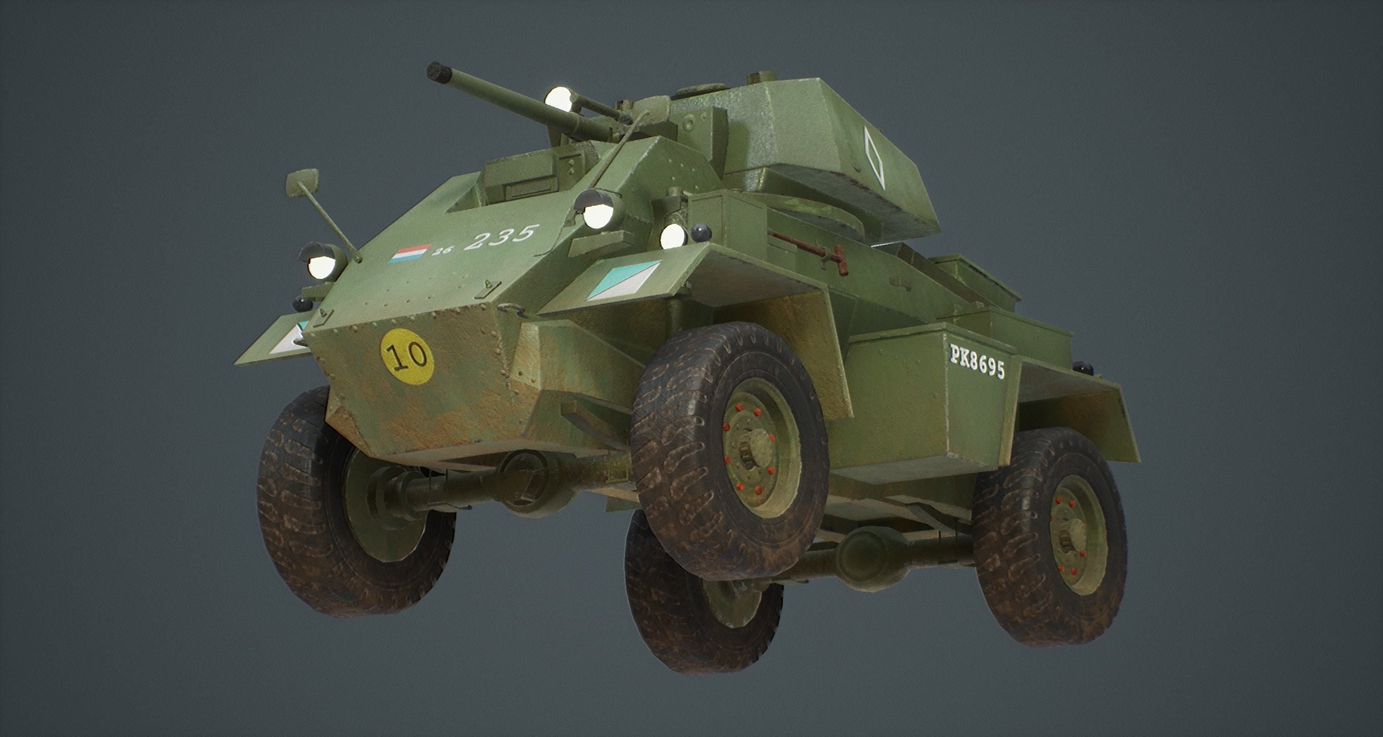 Humber Armoured Car game-ready model Free low-poly 3D model_4