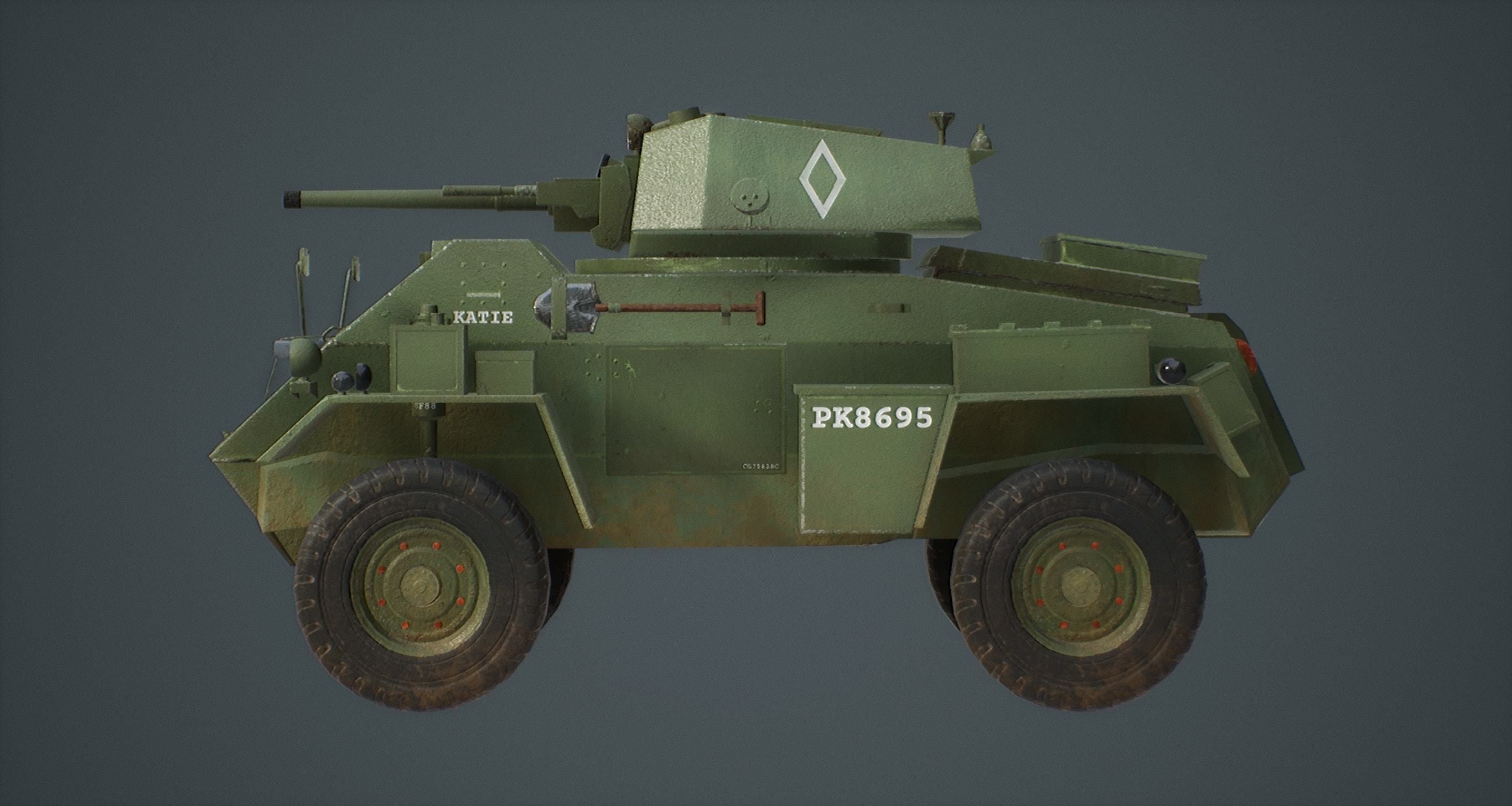 Humber Armoured Car game-ready model Free low-poly 3D model_6