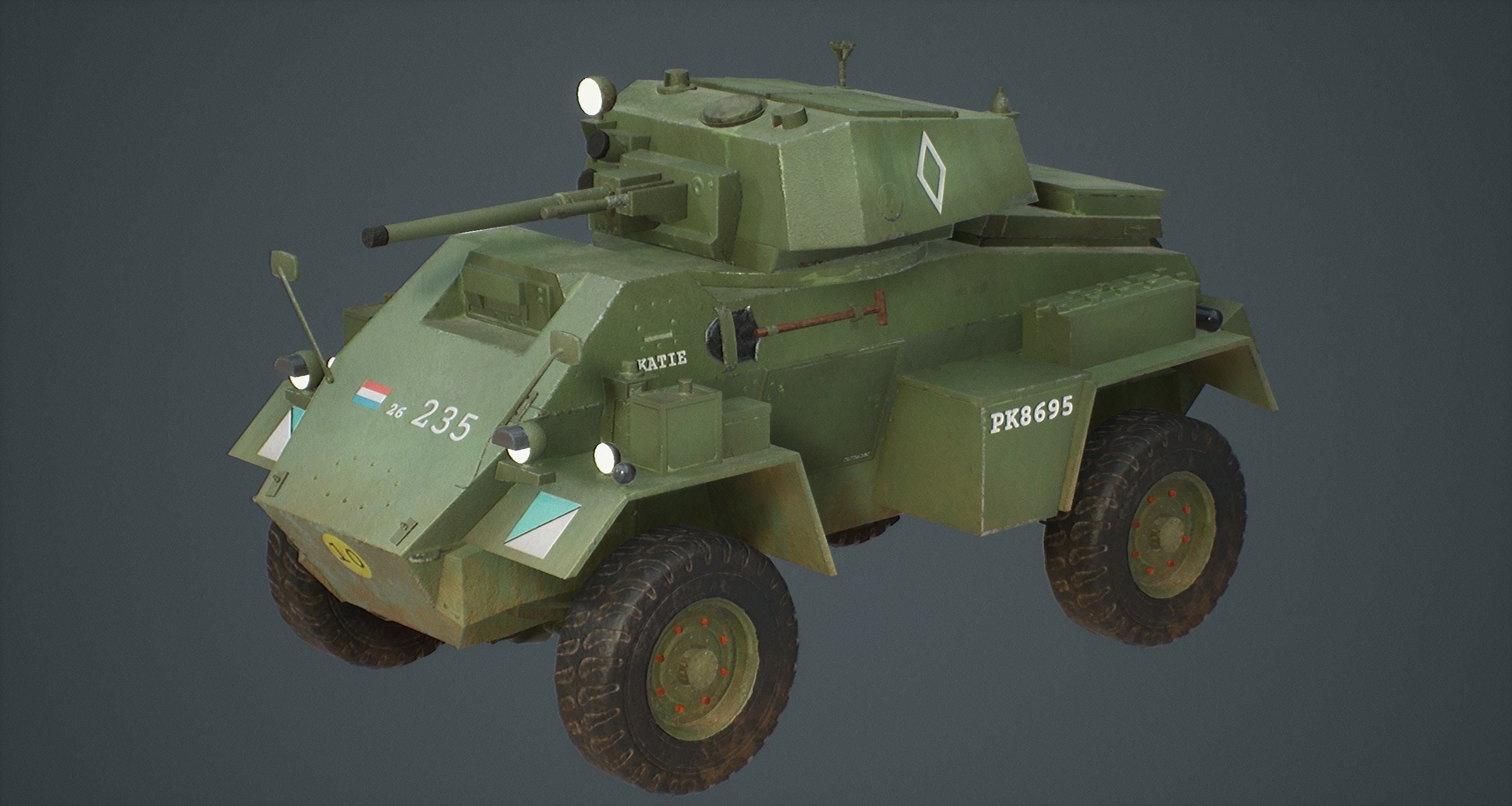 Humber Armoured Car game-ready model Free low-poly 3D model_2