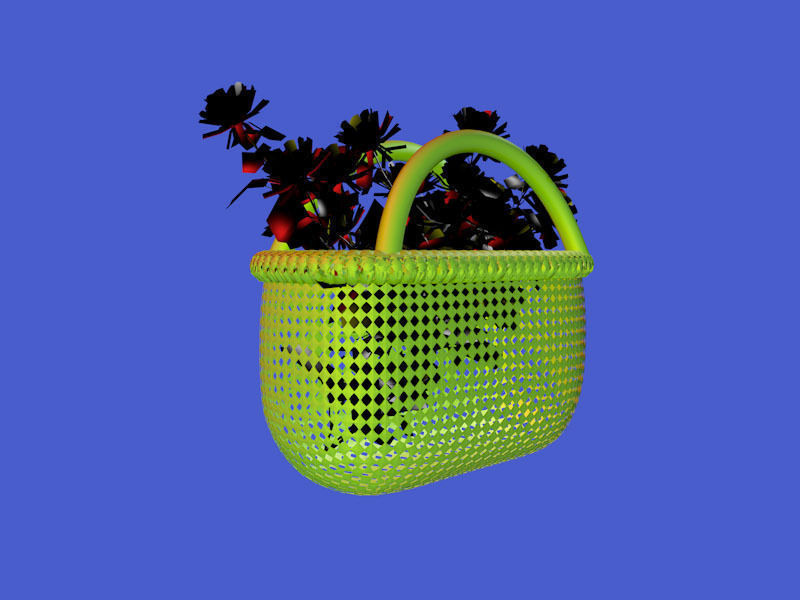 basket rattan with flowers 3D print model_3