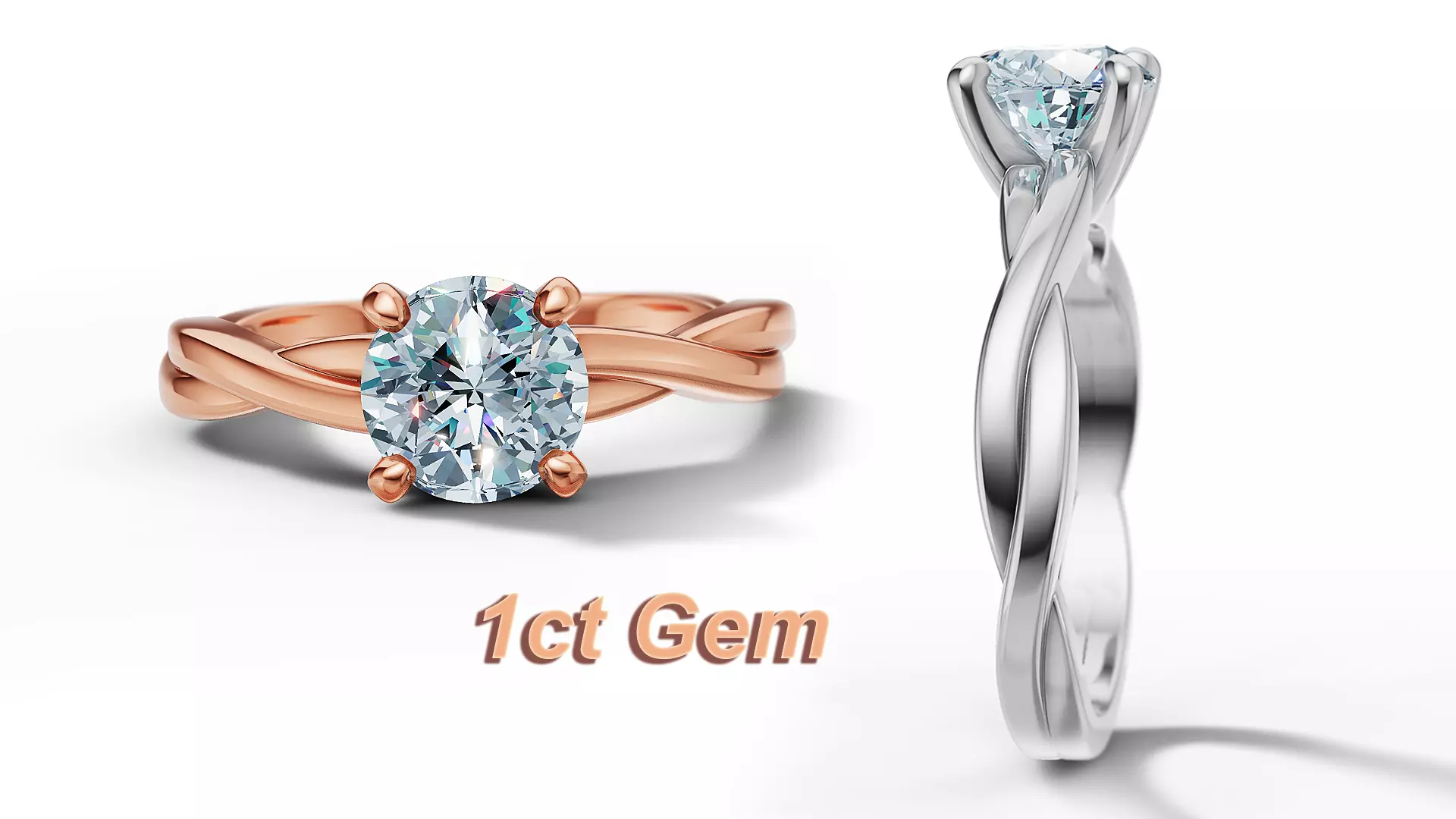 1ct Diamond Solitaire Engagement Ring Woven band 3D model 3D print model
